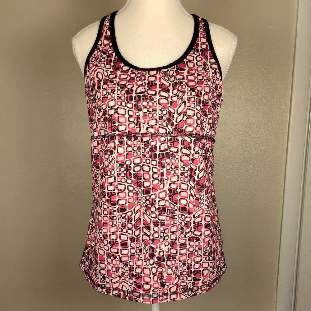 Xersion Performancewear Pink Geometric Racerback Tank Top with Built-in Bra L
